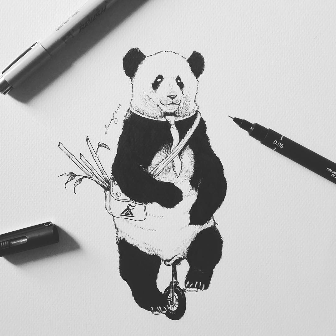 03-Off-to-work-Panda-Chen-Naje-Surrealism-Employed-to-Draw-Animal-Illustrations-www-designstack-co