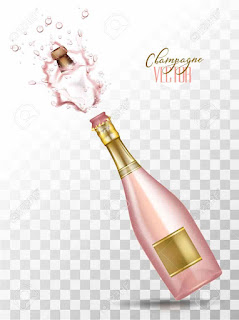 a bottle of pink champagne