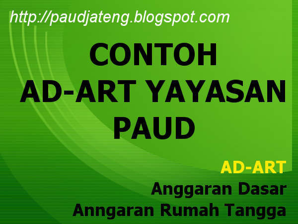 Download Contoh Ad Art Yayasan Lembaga Paud Paud Jateng