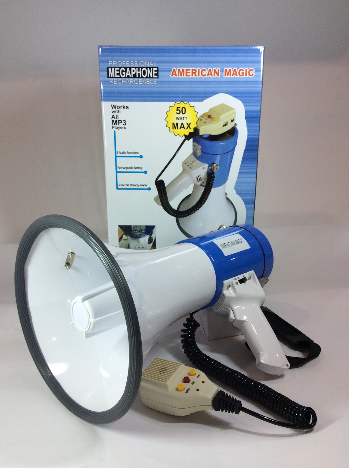 Professional Megaphone Rechargeable with SD and USB Memory Reader