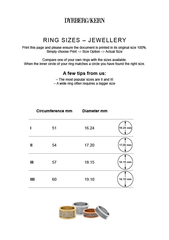 Danes: Dyrberg Kern Ring Sizes