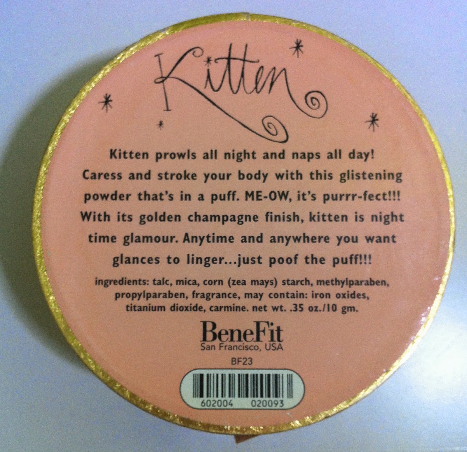 Nenta's Frivolity Throwback Thursday with Benefit Kitten