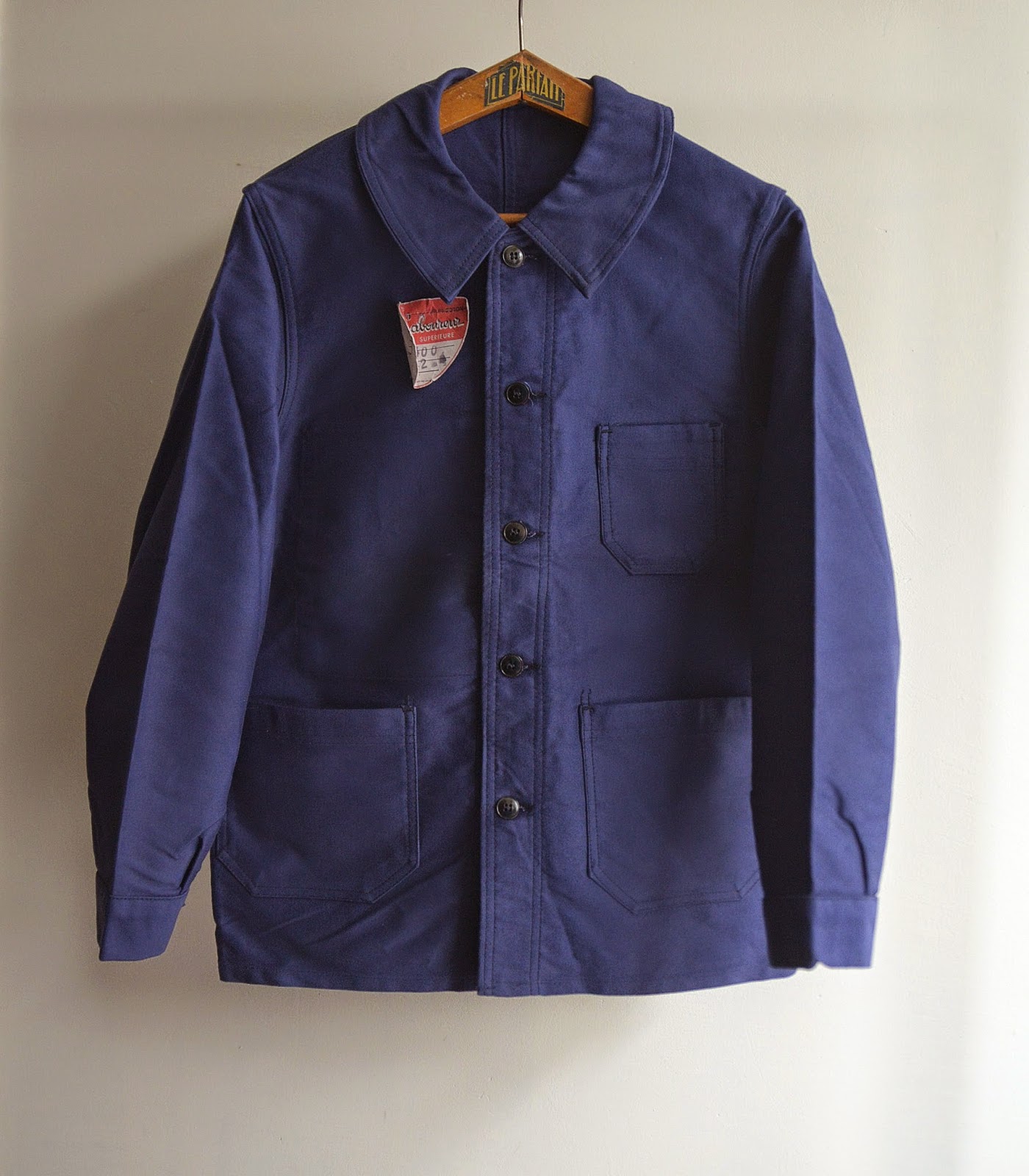 encore 1950s french work blue moleskin jacket "dead stock"
