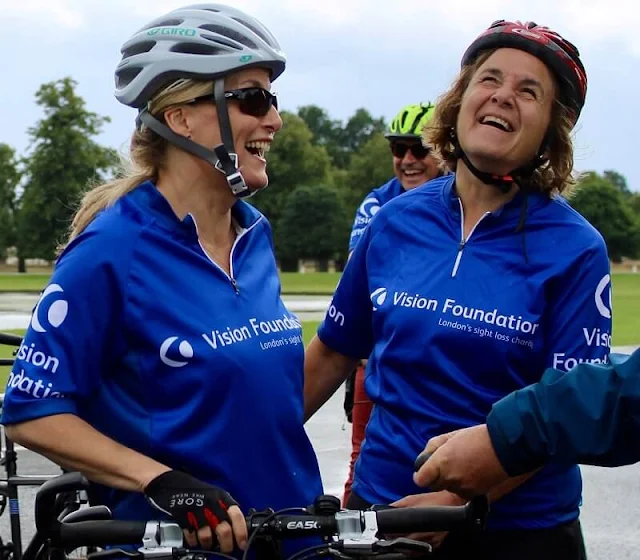 As Patron of The Vision Foundation, The Countess of Wessex joined visually impaired and sighted cyclists for a tandem bike ride