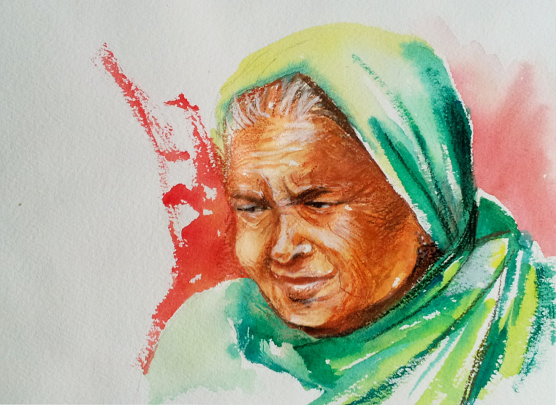 Arti's art Life as I see it Watercolor Portrait