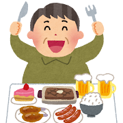 高カロリーな食事のイラスト（生活習慣病）