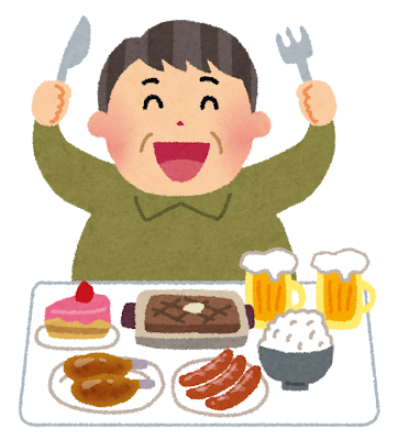 高カロリーな食事のイラスト（生活習慣病）