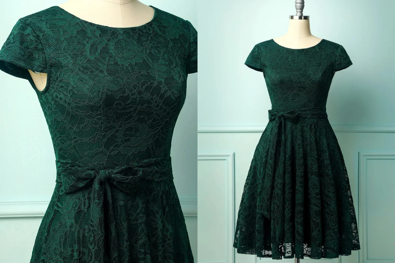 vintage deep green lace dress diptych