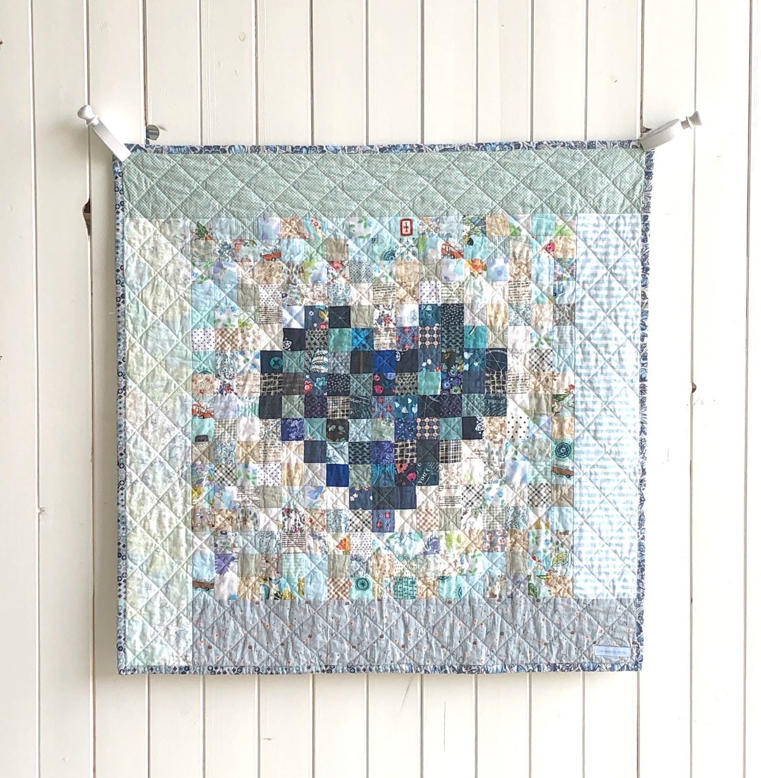Heart Quilt Blue Elephant Stitches