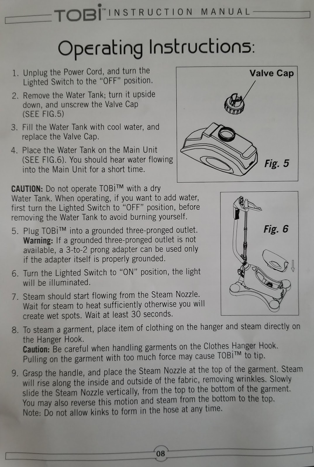 Find Your Manuals Here...: Tobi Upright Steamer Model EC1633 Instrucion