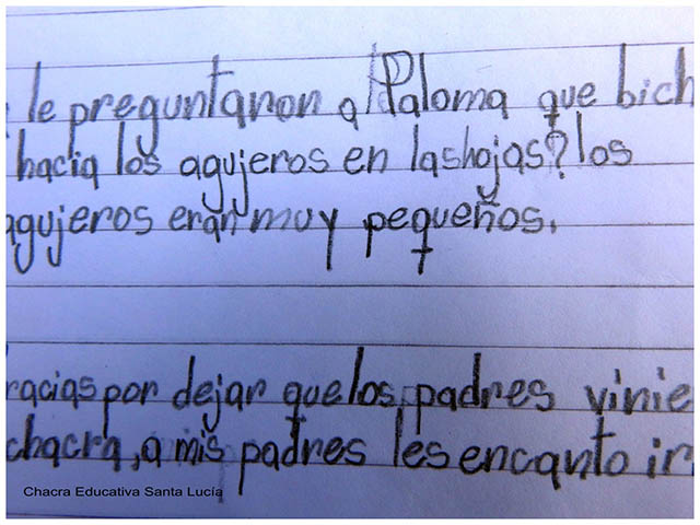 Texto de niño -ChacraEducativa Santa Lucía Texto de niño -ChacraEducativa Santa Lucía