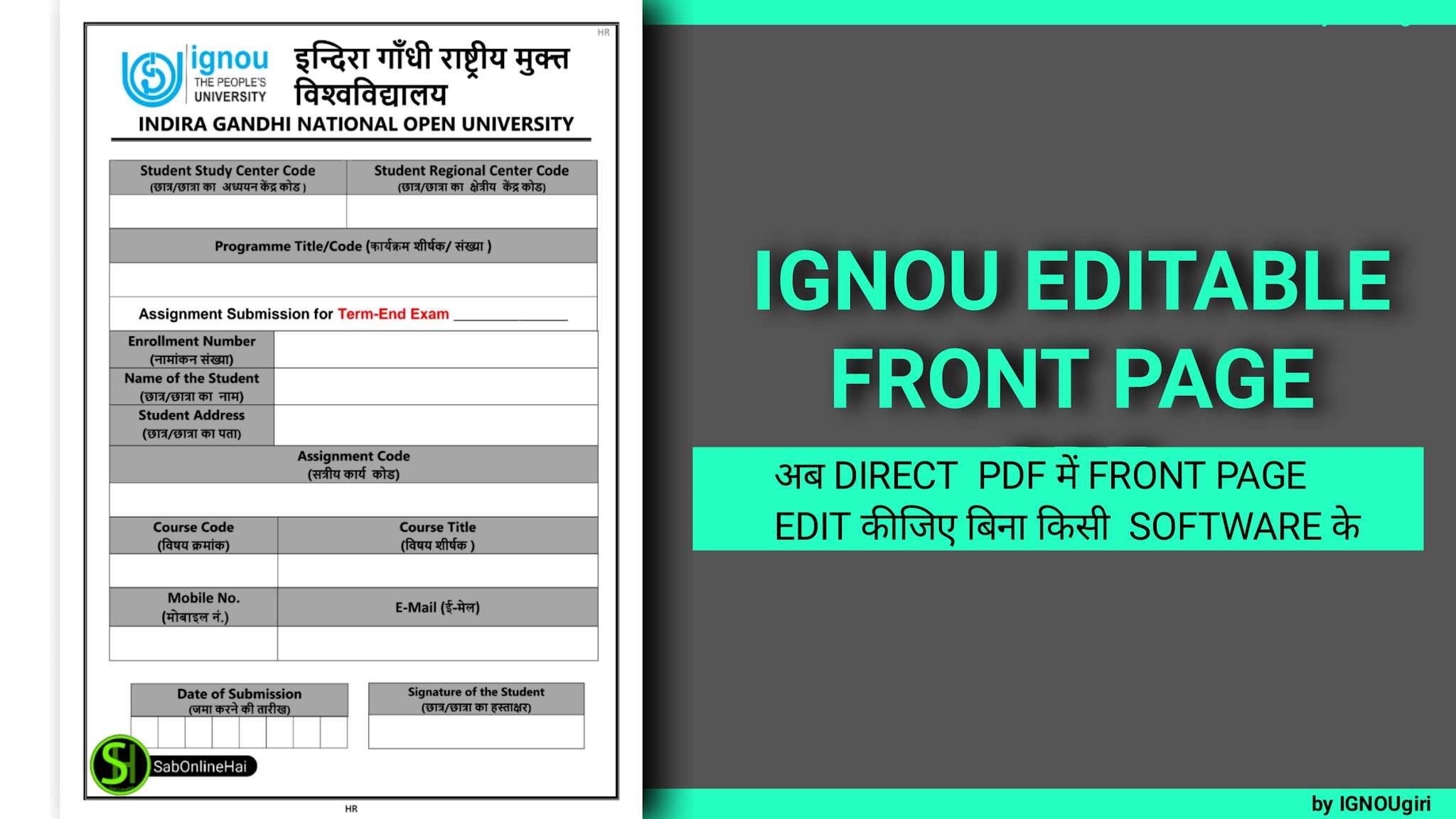 ignou assignment pdf name