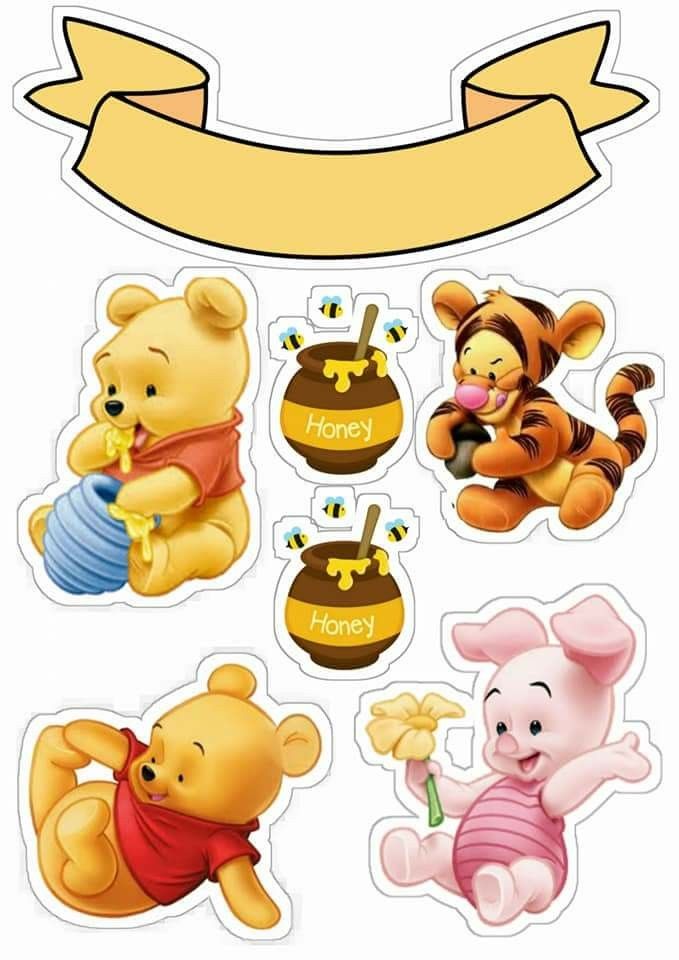 Winnie the Pooh Bebé: Toppers para Tartas, Bizcochos o Pasteles para  Imprimir Gratis. - Oh My Bebé!