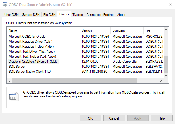 oracle odbc manager