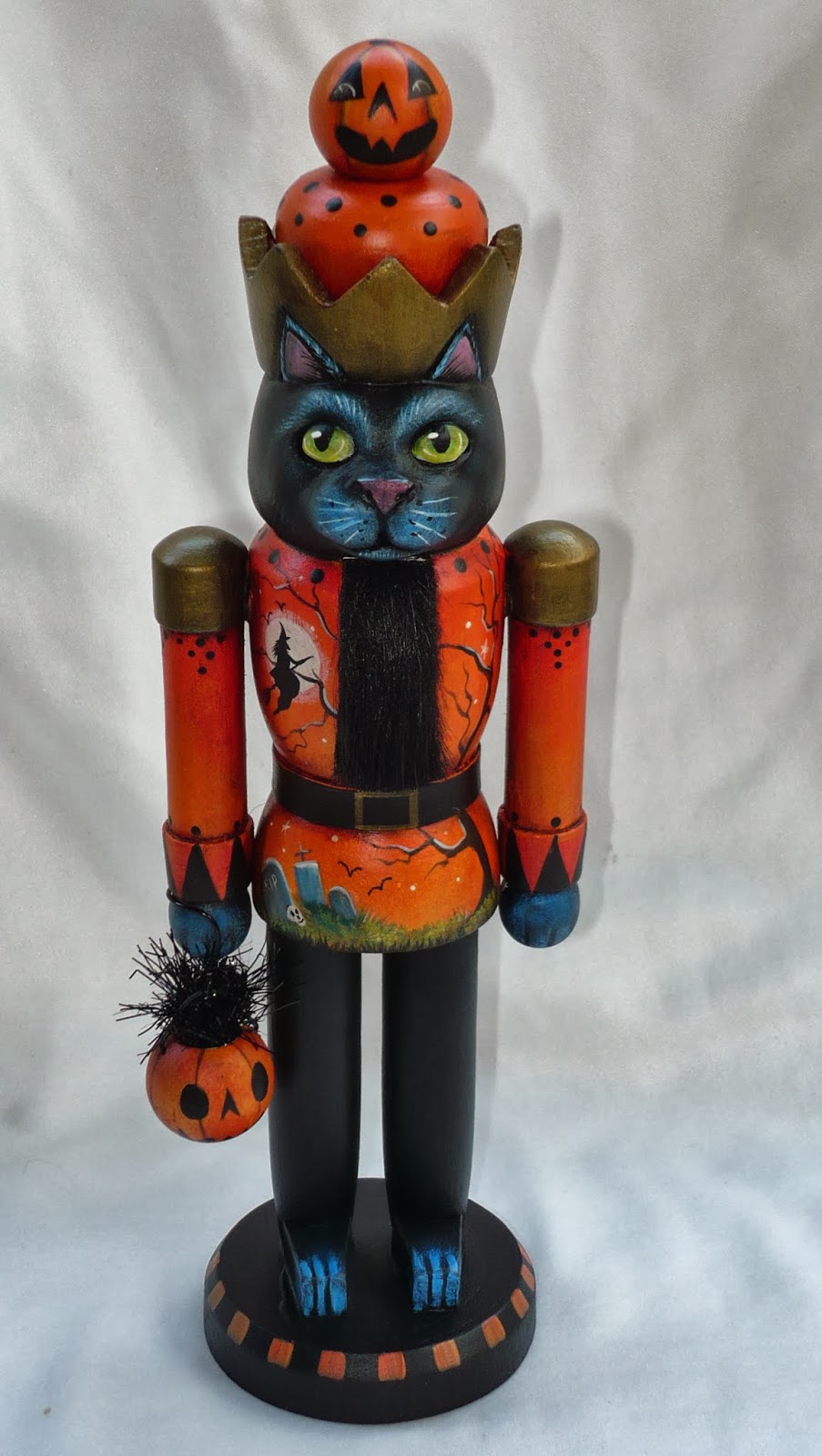 MAGIC BRUSH STUDIO OOAK HALLOWEEN BLACK CAT NUTCRACKER on eBay now!