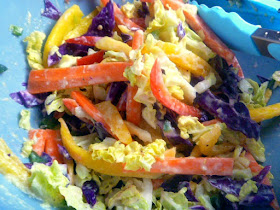 Island Mango Slaw:  The cooling effects of mango and Greek yogurt meets spicy jalapeno in this island take on a slaw. - Slice of Southern