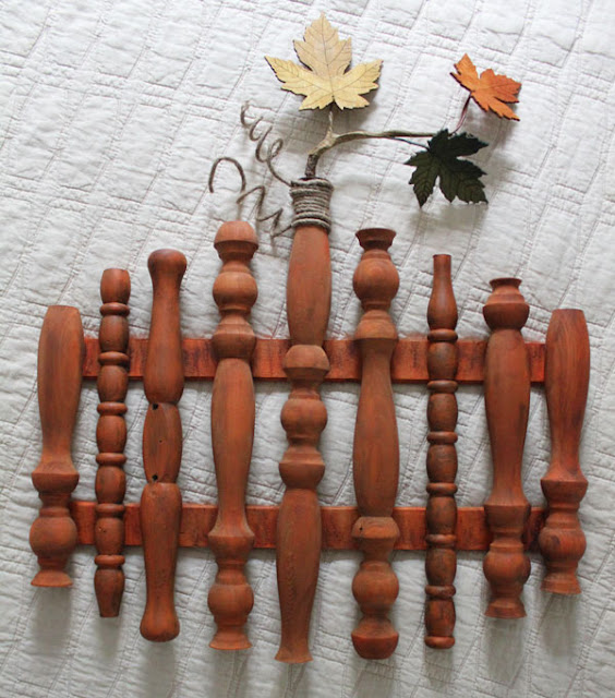 A DIY Wood Spindle Pumpkin Wall Hanging From Itsy Bits And Pieces Blog