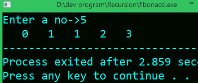 C program for fibonacci series using recursive function