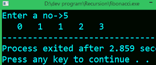C program for fibonacci series using recursive function