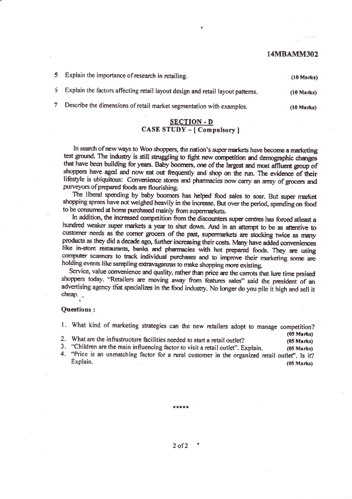 AR VTU MBA E-NOTES: VTU MBA 3rd sem question papers Retail Management