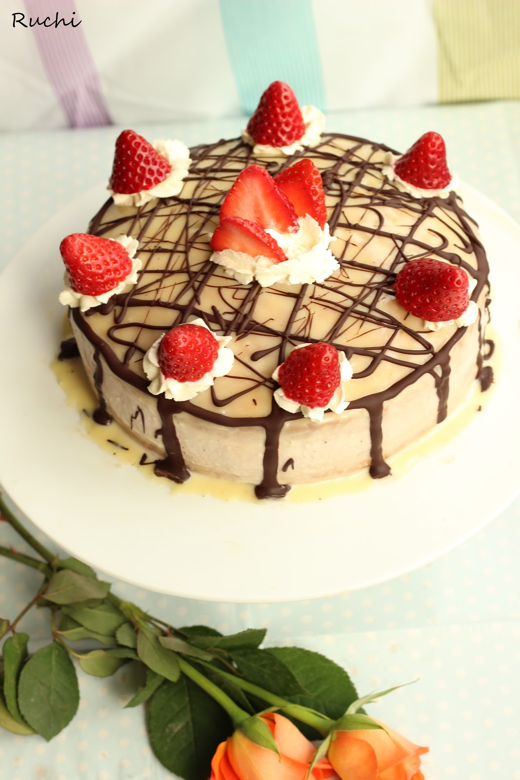 RUCHI: Vanilla cake with Strawberry mousse and White ...