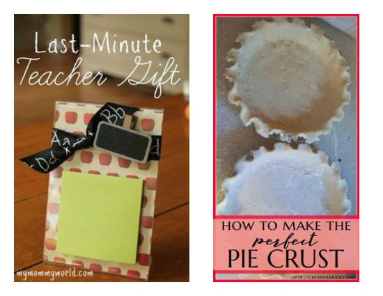featured pins from last week Ultimate Pinterest Party teacher gift perfect pie crust recipe