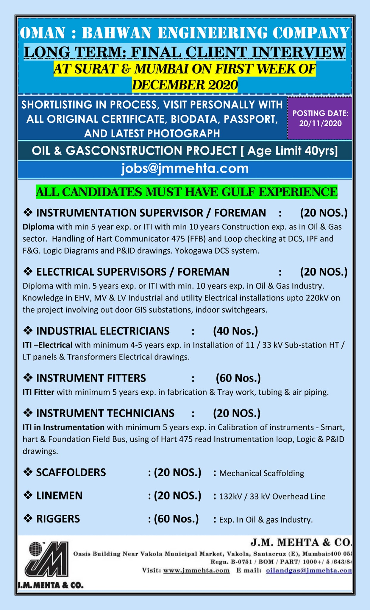 Bahwan Engineering Company Oman Oil & Gas Jobs Interview in India
