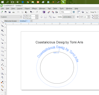 Mengatur bentuk dan posisi teks fit text to path pada CorelDRAW X7