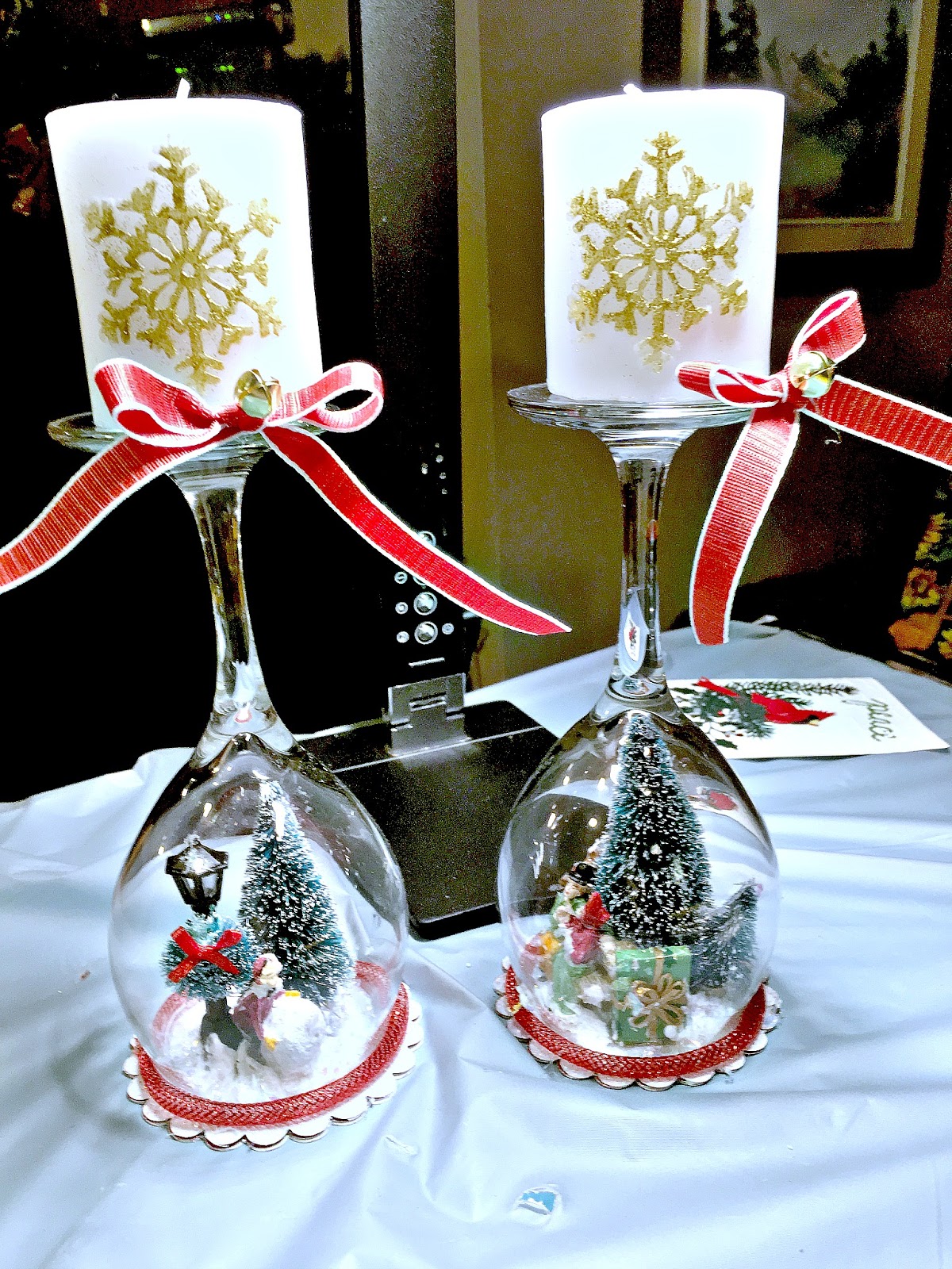 Crafty Maria S Stamping World Wine Glass Globe Candle Holder