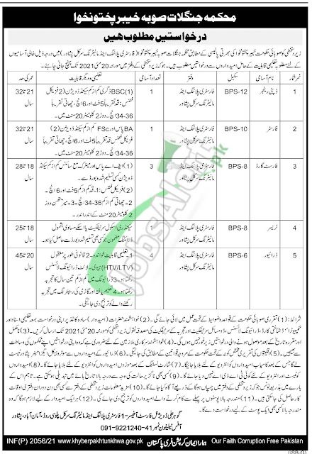 Today govt jobs in Forest Department KPK, latest jobs May 2021, Download application Form Today govt jobs in Forest Department KPK, latest jobs May 2021, Download application Form