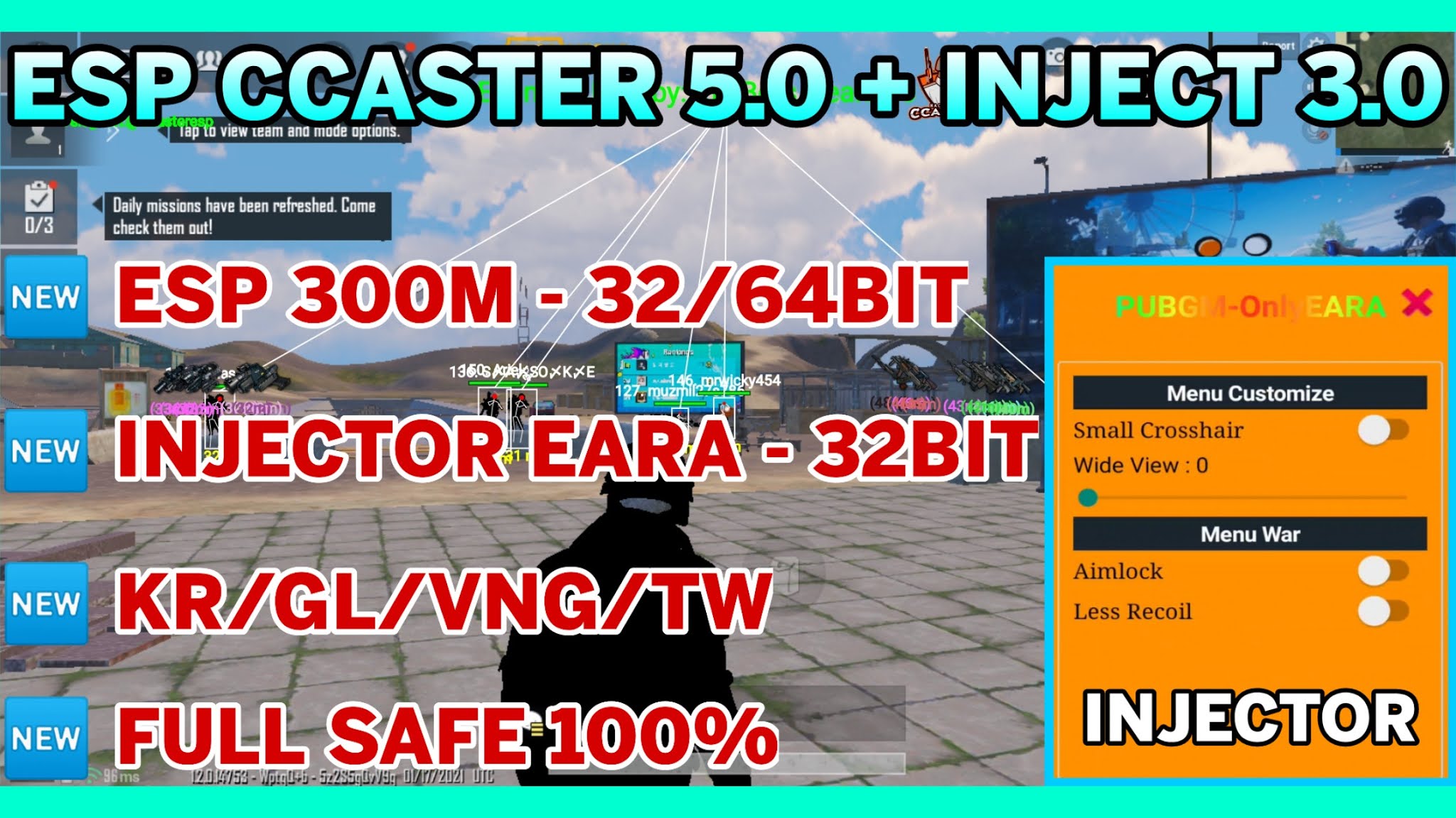 HACK PUBG MOBILE 1.2 ESP CCASTER 5.0 + INJECTOR EARA FULL BRUTAL SAFE