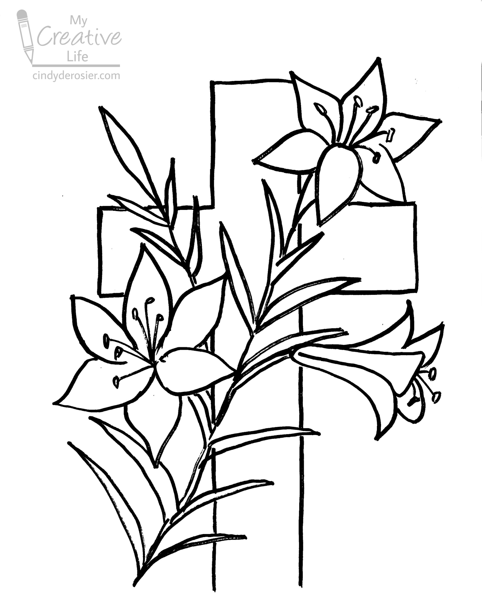 Cindy deRosier: My Creative Life: Drawing a Cross with Easter Lilies
