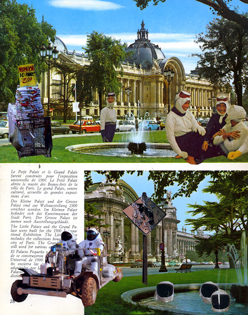 Collages from altered Paris guidebook