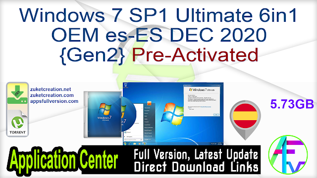 Windows 7 SP1 Ultimate 6in1 OEM es-ES DEC 2020 {Gen2} Pre-Activated