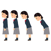 女子学生のお辞儀のイラスト(会釈・敬礼・最敬礼)