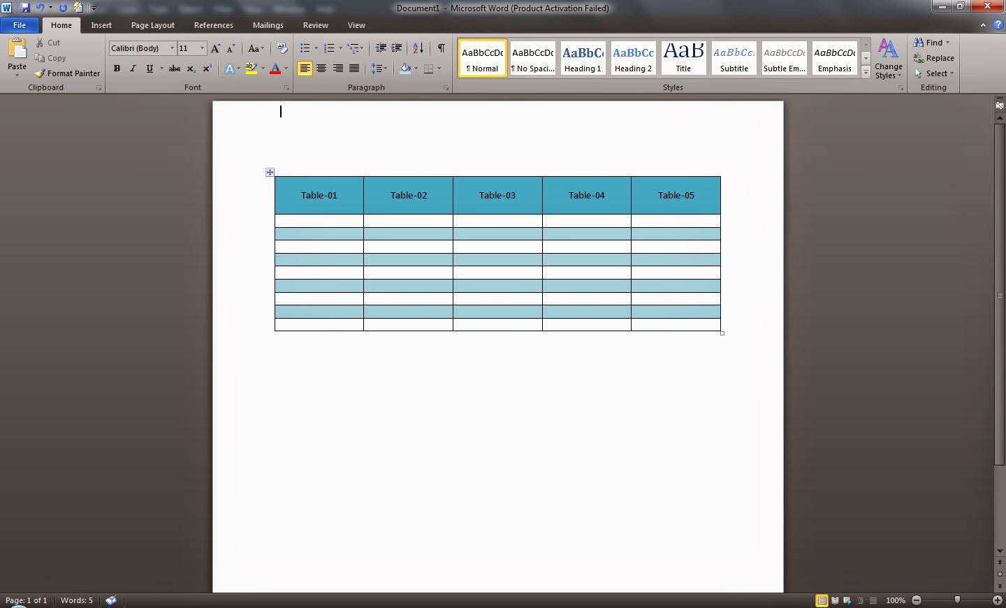 How to Insert Table in Microsoft Word 2010?