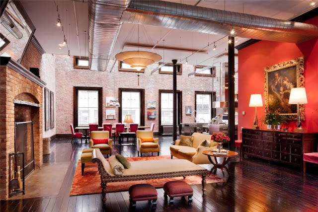 Photo of huge luxury living room interiors in the Tribeca triplex