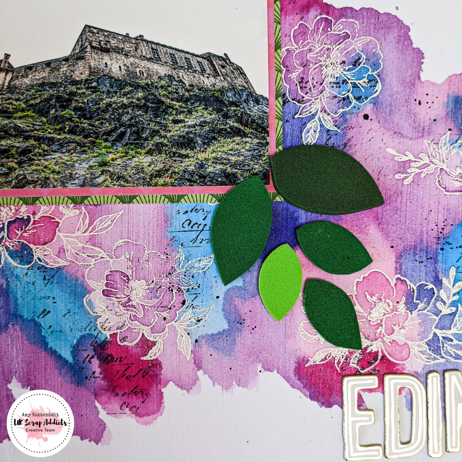 UK Scrap Addicts Edinburgh Castle Stamping Amy Kattenbelt