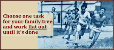 Sprint to the finish, keeping your focus on ONE genealogy task.