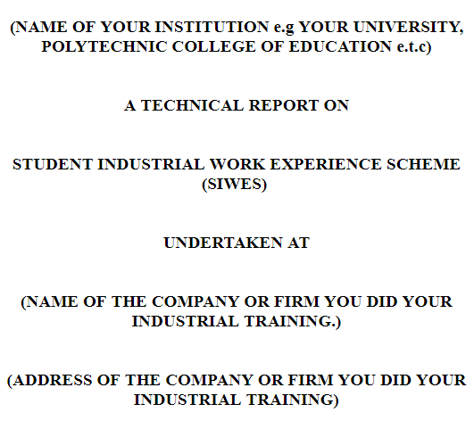 how to write technical report for siwes