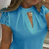 Lace Short Sleeve Summer Zipper Women's Blouse