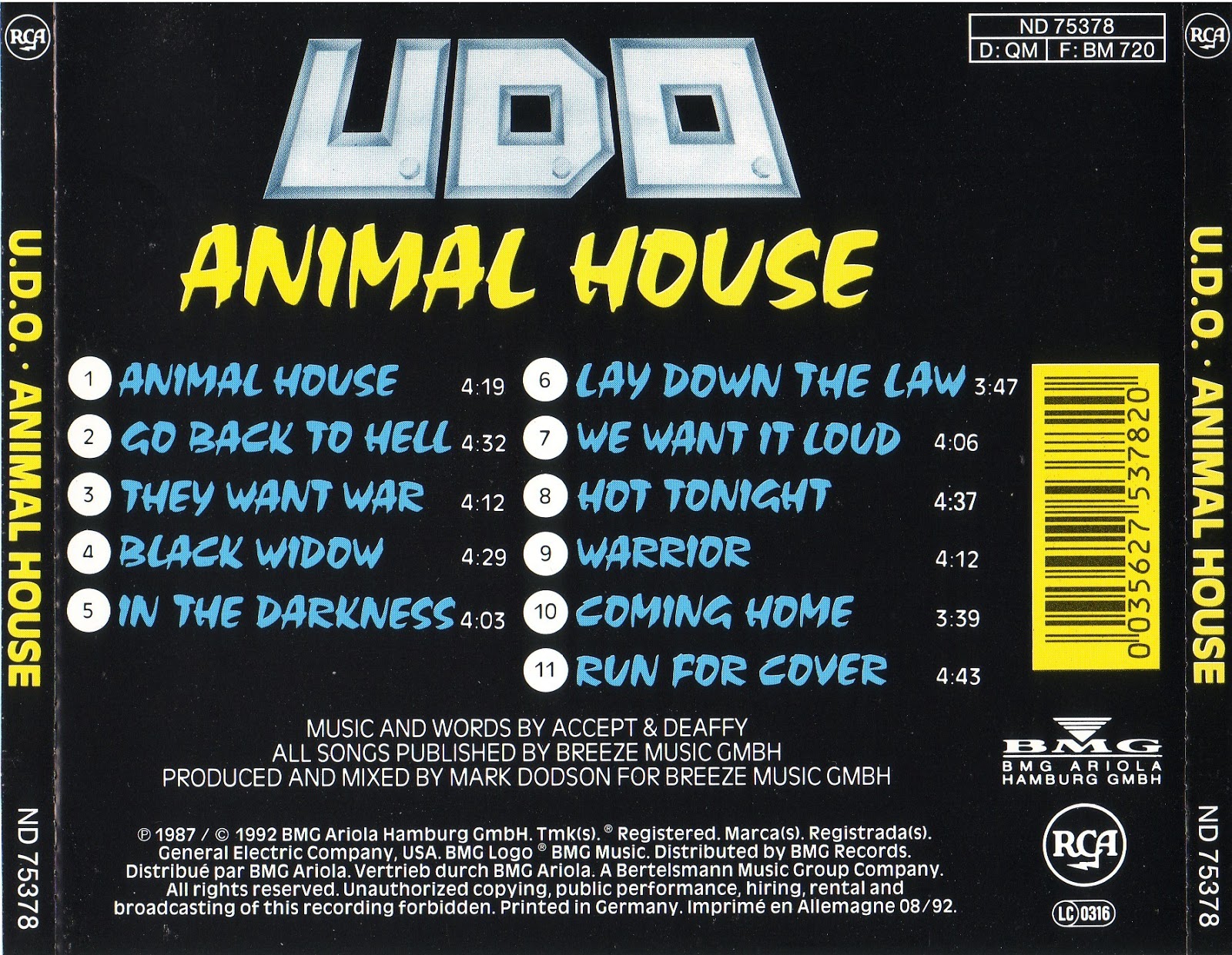 Animals house перевод. Udo animal House 1987. U.D.O. animal House. УДО Диркшнайдер 1987. U.D.O. - animal House (1987) обложка альбома.