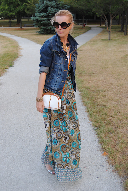 unitedcolorsofaggie maxi dress and denim jacket