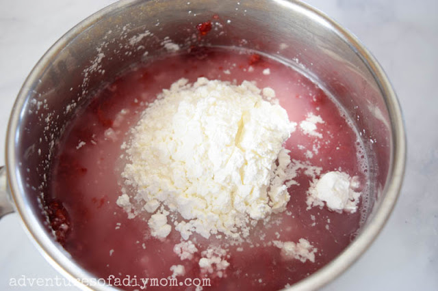 add thickening ingredients to raspberry filling