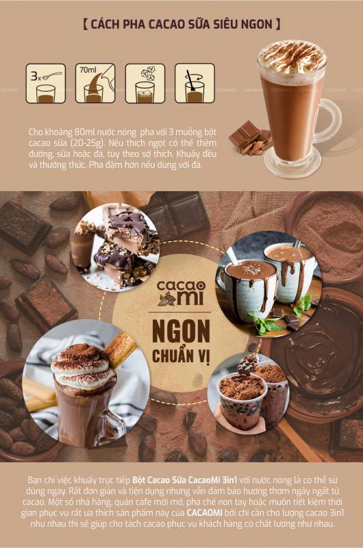 Combo 2 Hộp Bột Cacao Sữa Hoà Tan 3in1 Thơm Ngon Cacaomi (470g/Hộp)