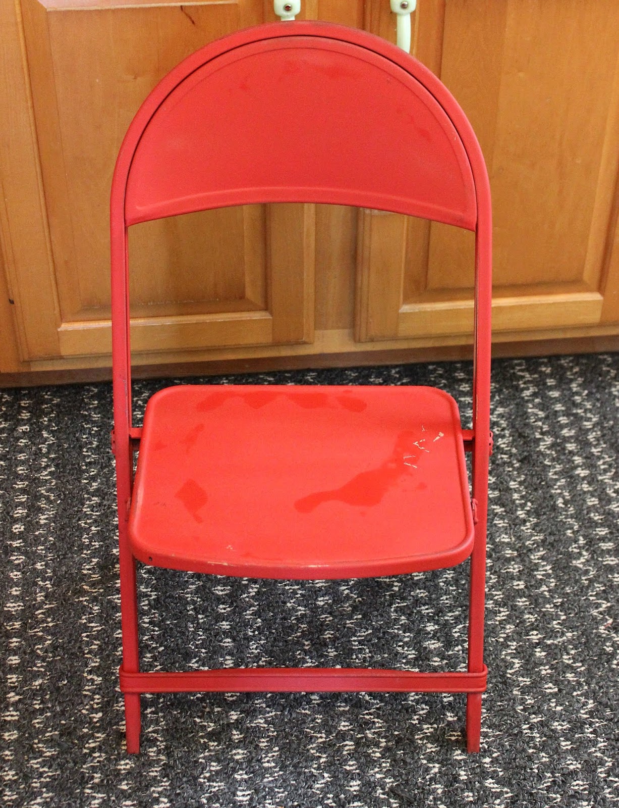 Vintage Child's Folding Chair Stenciled with an Argyle Pattern
