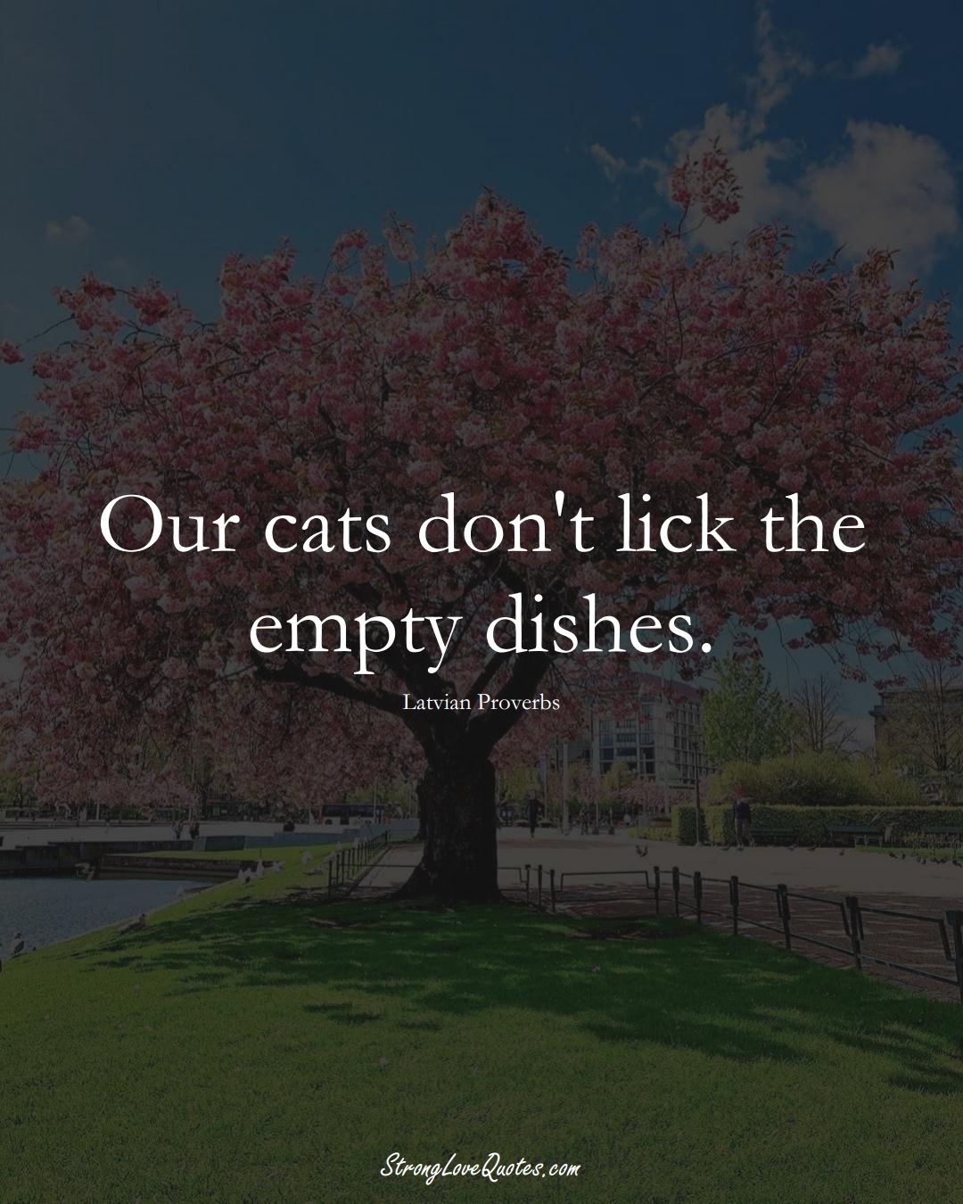 Our cats don't lick the empty dishes. (Latvian Sayings);  #EuropeanSayings