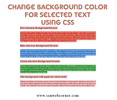 change background color for selected text using css3