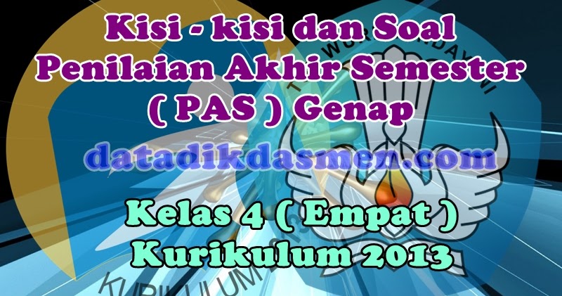 Soal Pat Ukk Kelas 4 Semester 2 K13 Tahun Pelajaran 2020 2021 Datadikdasmen Com