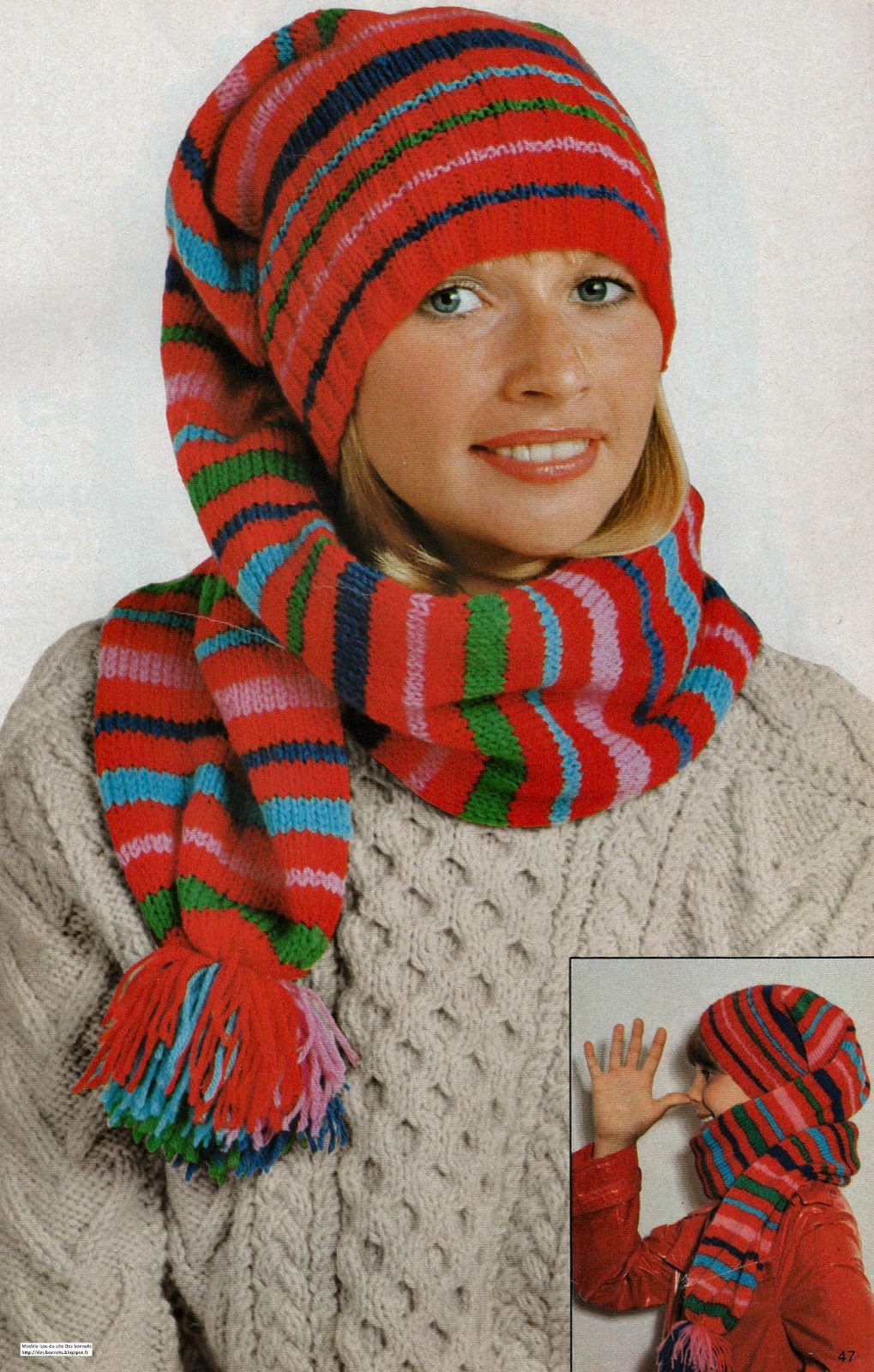 Bonnet de meunier tricoté aux aiguilles